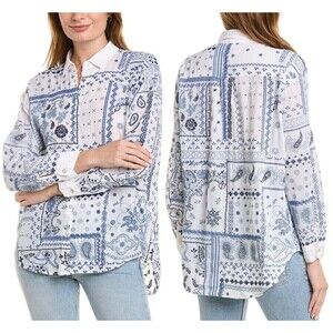 Johnny Was Workshop Vanya Oversized Embroidered Button Down Shirt  NWT Size S
